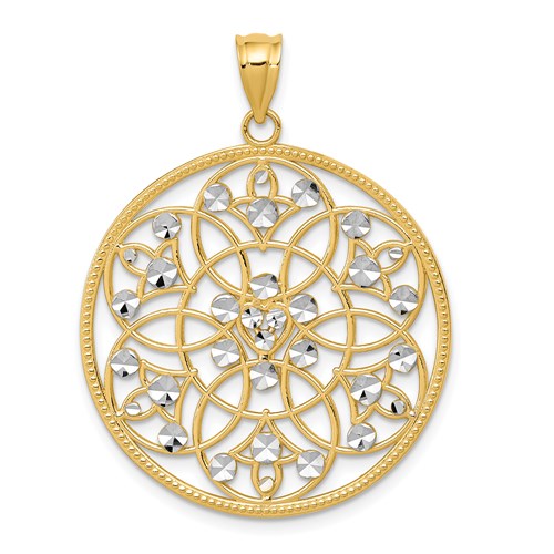 14k-and-rhodium-diamond-cut-circle-pendant-SolomonJeweler-Wichita-KS-CustomJewelry