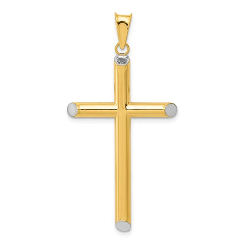 14k-w-rhodium-3-d-hollow-cross-pendant-SolomonJeweler-Wichita-KS-CustomJewelry