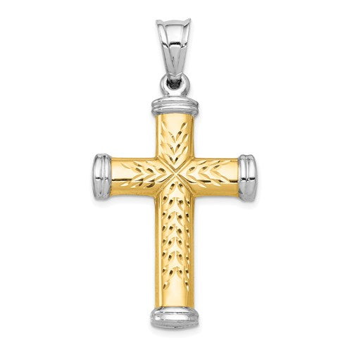 14k-two-tone-and-rhodium-reversible-cross-SolomonJeweler-Wichita-KS-CustomJewelry