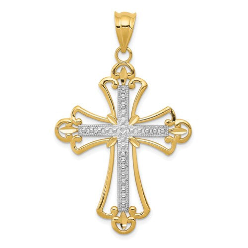 14k-w-rhodium-budded-cross-pendant-SolomonJeweler-Wichita-KS-CustomJewelry