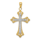 14k-w-rhodium-textured-cross-pendant-SolomonJeweler-Wichita-KS-CustomJewelry