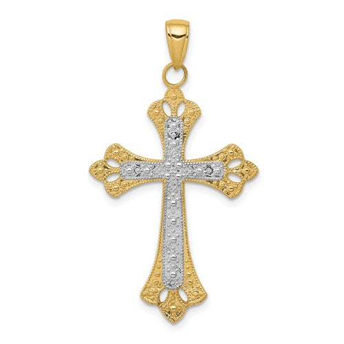 14k-w-rhodium-textured-cross-pendant-SolomonJeweler-Wichita-KS-CustomJewelry