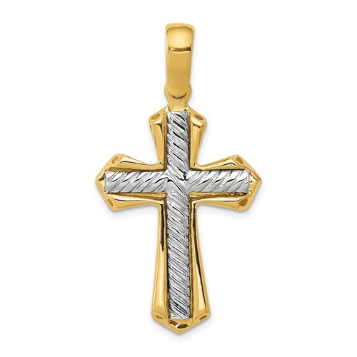 14k-two-tone-solid-cross-pendant-SolomonJeweler-Wichita-KS-CustomJewelry