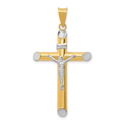 14k-two-tone-w-rhodium-inri-crucifix-pendant-SolomonJeweler-Wichita-KS-CustomJewelry