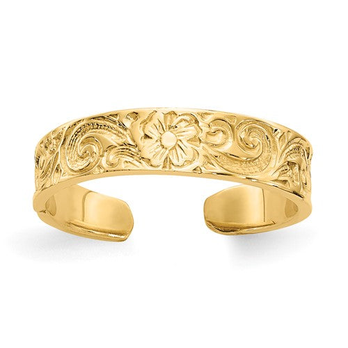 14k-flower-scroll-toe-ring-SolomonJeweler-Wichita-KS-CustomJewelry