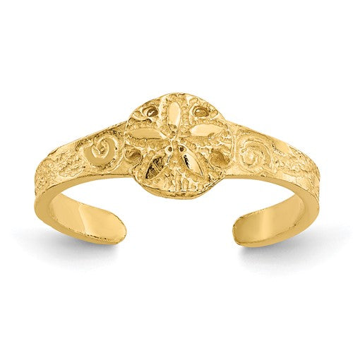 14k-diamond-cut-sand-dollar-toe-ring-SolomonJeweler-Wichita-KS-CustomJewelry
