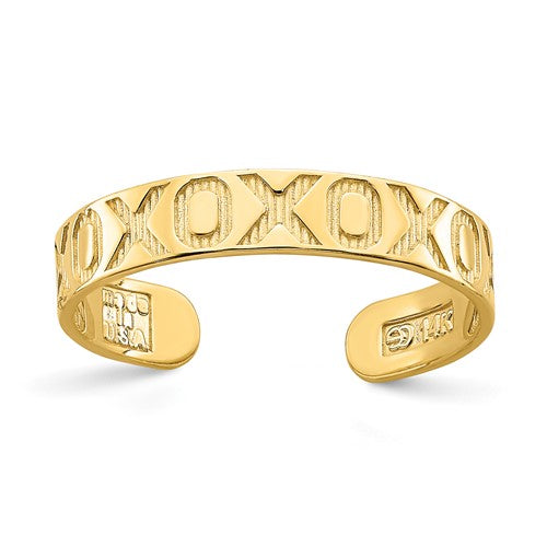 14k-x-and-o-pattern-toe-ring-SolomonJeweler-Wichita-KS-CustomJewelry
