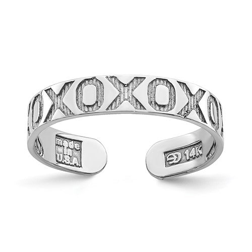14k-white-gold-x-and-o-pattern-toe-ring-SolomonJeweler-Wichita-KS-CustomJewelry