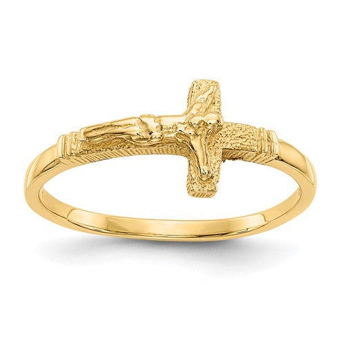 14k-satin-finish-childs-crucifix-ring-SolomonJeweler-Wichita-KS-CustomJewelry