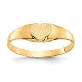 14k satin gold baby heart signet ring from Solomon Jewelers, showcasing a delicate heart-shaped design in fine jewelry.