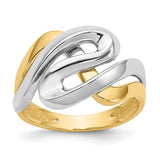 14K two-tone swirl ring from Solomon Jewelers, featuring mixed gold design, intricate swirl pattern, and polished finish.