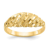 14K diamond cut dome ring from Solomon Jewelers featuring a polished, rounded design with sparkling diamond accents.