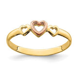 14k rose and yellow gold hearts ring showing intricate heart-shaped design on a jewelry ring from Solomon Jewelers.