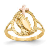 14k-two-tone-diamond-cut-praying-hands-cross-ring-SolomonJeweler-Wichita-KS-CustomJewelry
