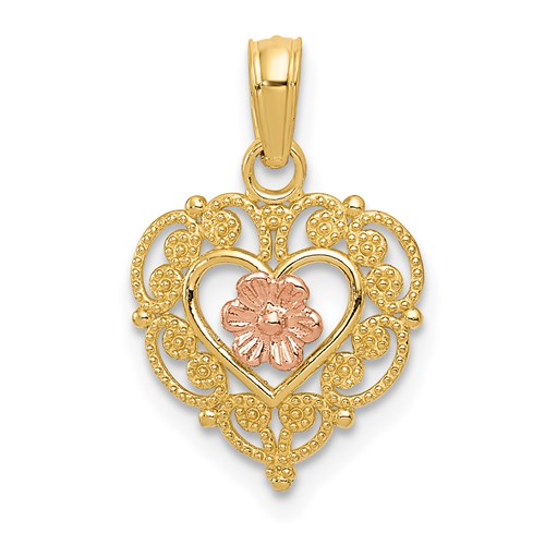 14k-two-tone-polished-flower-in-fancy-border-heart-pendant-SolomonJeweler-Wichita-KS-CustomJewelry