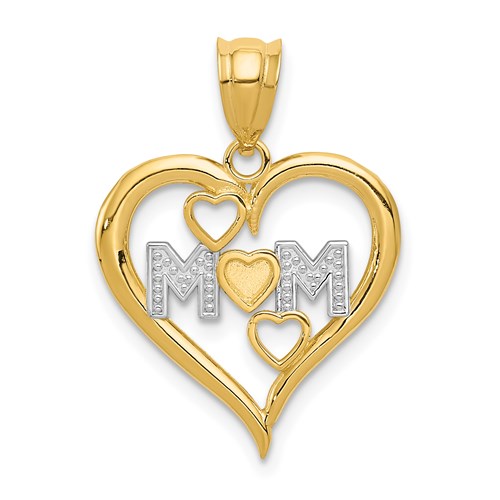 14k-and-white-rhodium-diamond-cut-mom-heart-pendant-SolomonJeweler-Wichita-KS-CustomJewelry