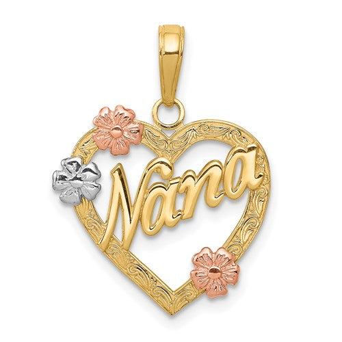 14k-tri-color-nana-in-heart-with-flowers-pendant-SolomonJeweler-Wichita-KS-CustomJewelry
