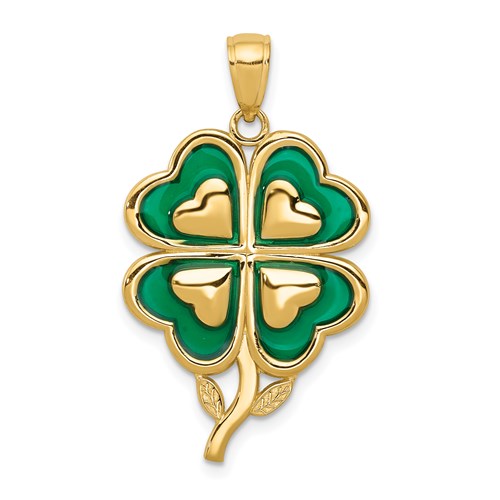 14k-4-leaf-clover-pendant-with-enameled-tips-pendant-SolomonJeweler-Wichita-KS-CustomJewelry