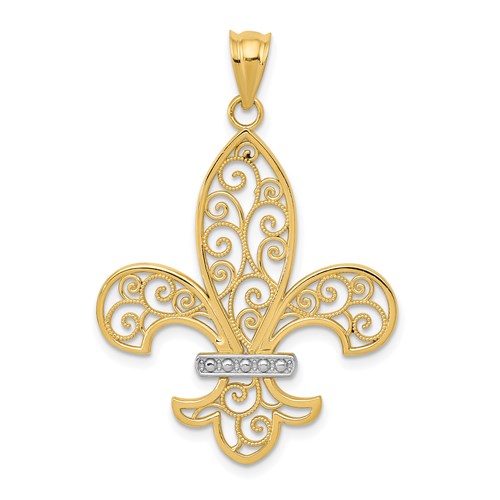 14k-and-rhodium-filigree-fleur-de-lis-pendant-SolomonJeweler-Wichita-KS-CustomJewelry