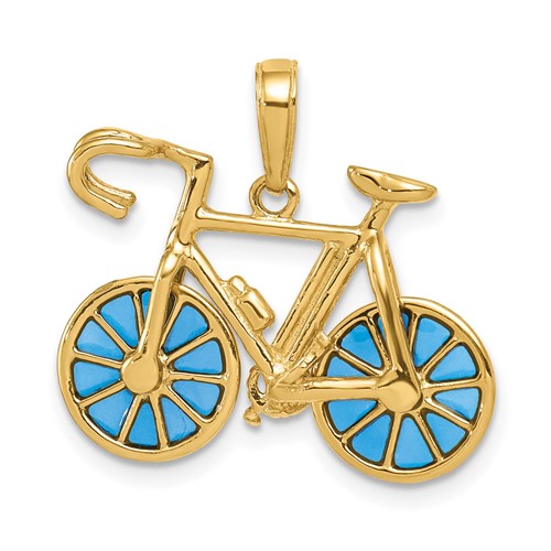 14k-3-d-blue-enameled-moveable-bicycle-pendant-SolomonJeweler-Wichita-KS-CustomJewelry