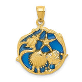 14k-blue-enameled-shell-cluster-pendant-SolomonJeweler-Wichita-KS-CustomJewelry