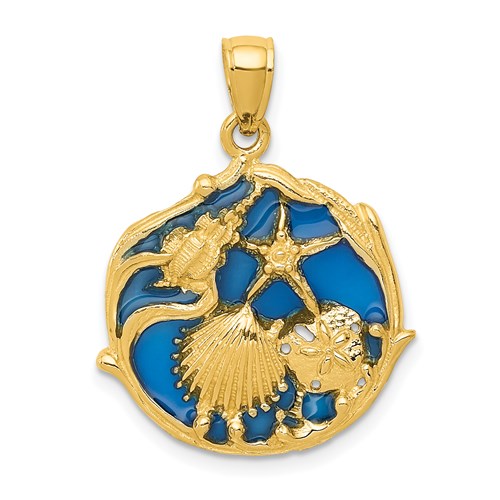 14k-blue-enameled-shell-cluster-pendant-SolomonJeweler-Wichita-KS-CustomJewelry