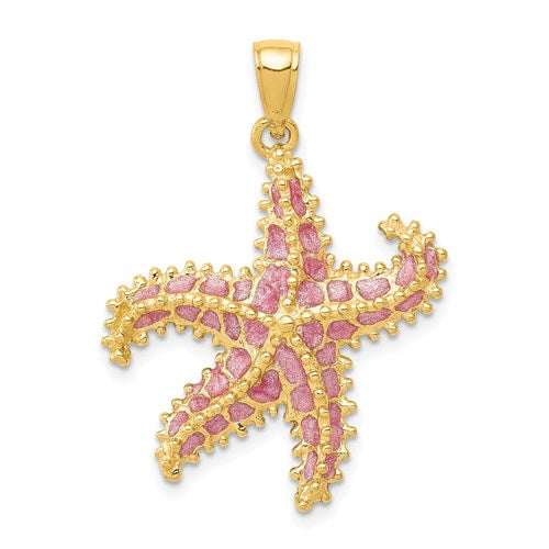 14k-pink-enameled-starfish-pendant-SolomonJeweler-Wichita-KS-CustomJewelry