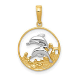14k-and-rhodium-double-dolphins-in-circle-pendant-SolomonJeweler-Wichita-KS-CustomJewelry