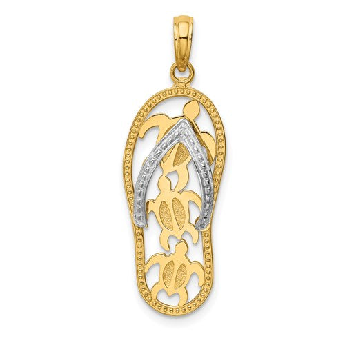 14k-two-tone-triple-sea-turtle-flip-flop-pendant-SolomonJeweler-Wichita-KS-CustomJewelry