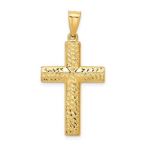 14k-reversible-textured-polished-cross-pendant-SolomonJeweler-Wichita-KS-CustomJewelry