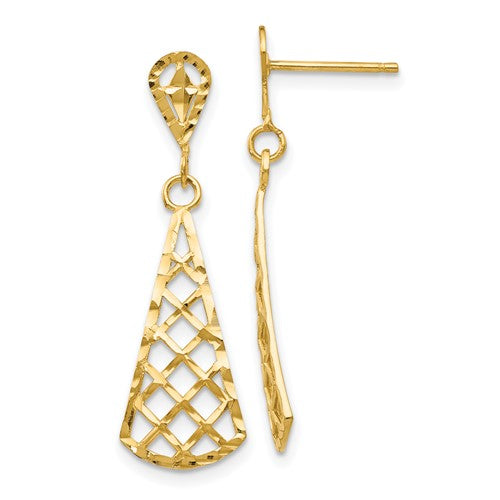 14k-diamond-cut-inverted-fan-dangle-post-earring-SolomonJeweler-Wichita-KS-CustomJewelry