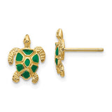 14k-green-enameled-sea-turtle-post-earrings-SolomonJeweler-Wichita-KS-CustomJewelry