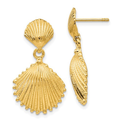 14k-scallop-shell-dangle-post-earrings-SolomonJeweler-Wichita-KS-CustomJewelry