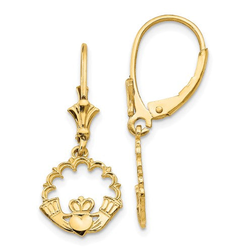 14k-claddagh-in-circle-leverback-earrings-SolomonJeweler-Wichita-KS-CustomJewelry