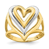 14K two-tone triple-stacked heart ring from Solomon Jewelers, showcasing layered heart-shaped design in gold and silver tones.