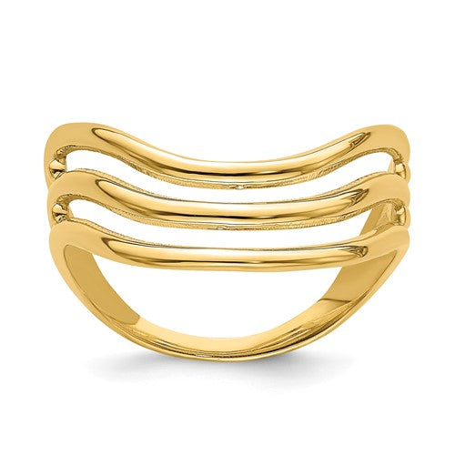 14K gold triple wave thumb ring from Solomon Jewelers featuring a stylish, layered design perfect for fashion jewelry.