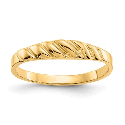 14K polished gold Valley Dome ring from Solomon Jewelers, showcasing a smooth, rounded design and shiny finish.