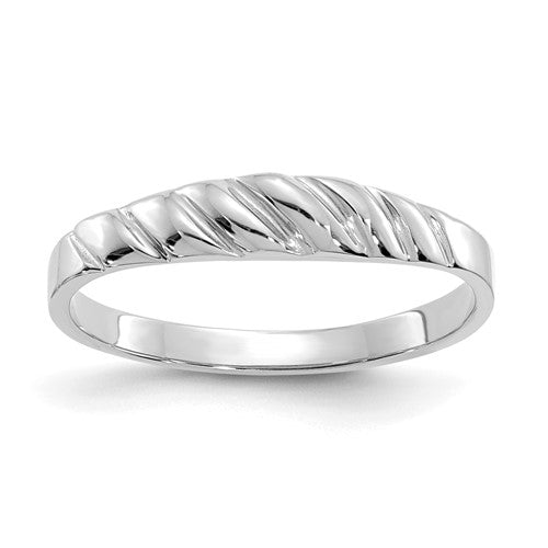 14K white gold polished valley dome ring featuring smooth, shiny surface and elegant design from Solomon Jewelers.