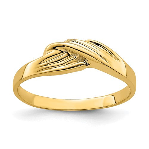 14K gold freeform ring with organic, flowing design, crafted by Solomon Jewelers, showcasing elegant jewelry craftsmanship.