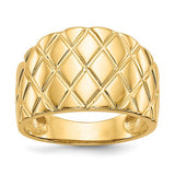 14K gold marquise pattern dome ring with detailed design, crafted by Solomon Jewelers, displayed on a neutral background.
