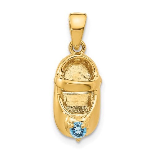 14k-3-d-december-synthetic-stone-engraveable-baby-shoe-charm-SolomonJeweler-Wichita-KS-CustomJewelry