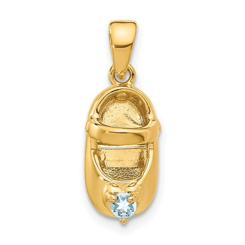 14k-3-d-march-synthetic-stone-engraveable-baby-shoe-charm-SolomonJeweler-Wichita-KS-CustomJewelry