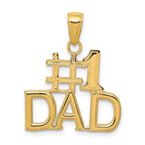 14k gold #1 DAD charm pendant with engraved lettering, designed for necklaces, by Solomon Jewelers.