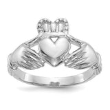 14k white gold men's Claddagh ring featuring intricate design and craftsmanship, perfect for Irish-inspired jewelry.