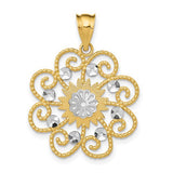 14k-and-rhodium-diamond-cut-swirl-round-pendant-SolomonJeweler-Wichita-KS-CustomJewelry