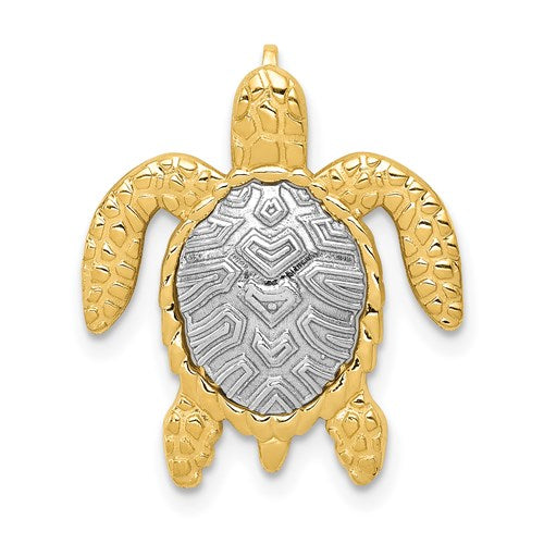 14k-two-tone-turtle-pendant-slide-SolomonJeweler-Wichita-KS-CustomJewelry