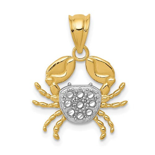 14k-with-rhodium-diamond-cut-crab-pendant-SolomonJeweler-Wichita-KS-CustomJewelry