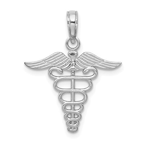 14k-white-gold-caduceus-charm-SolomonJeweler-Wichita-KS-CustomJewelry