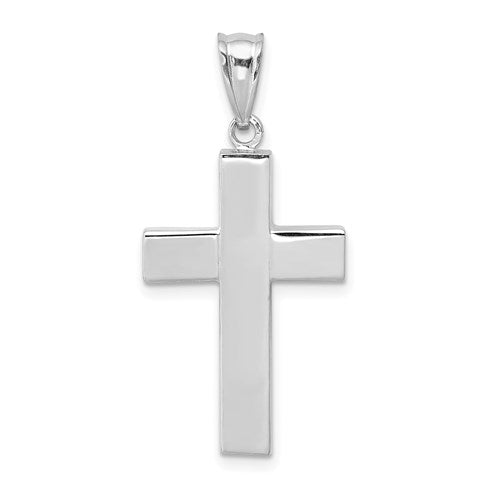 14k-white-gold-polished-hollow-cross-pendant-SolomonJeweler-Wichita-KS-CustomJewelry