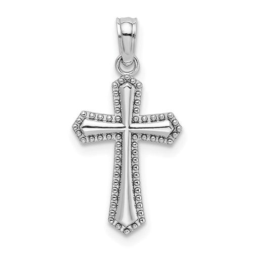 14k-white-gold-beaded-trim-cross-charm-SolomonJeweler-Wichita-KS-CustomJewelry